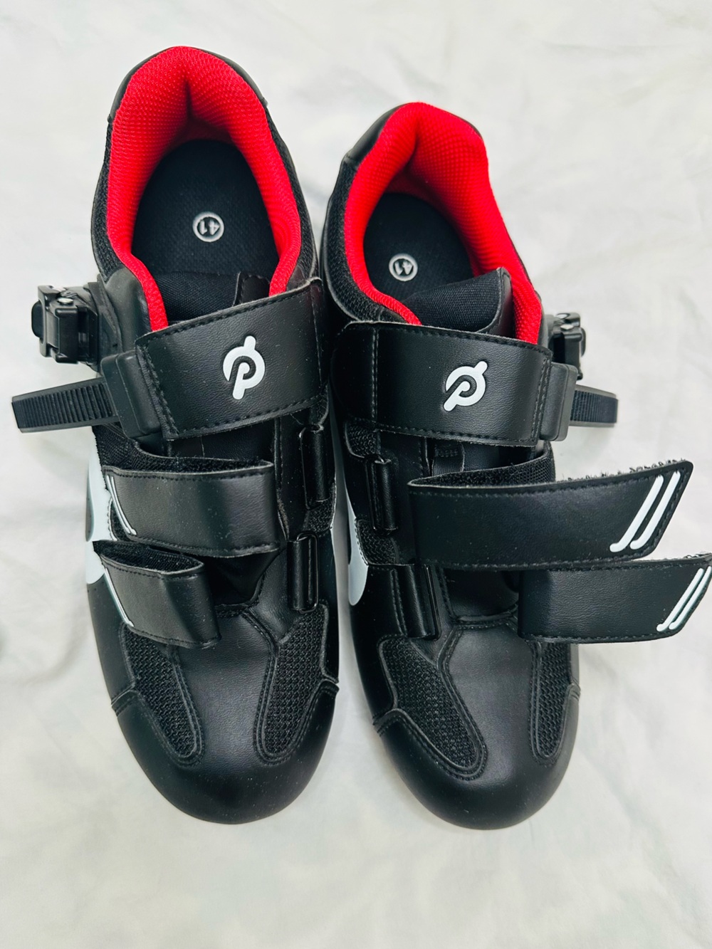Peloton Women's Black Cycling Shoes with Red Lining